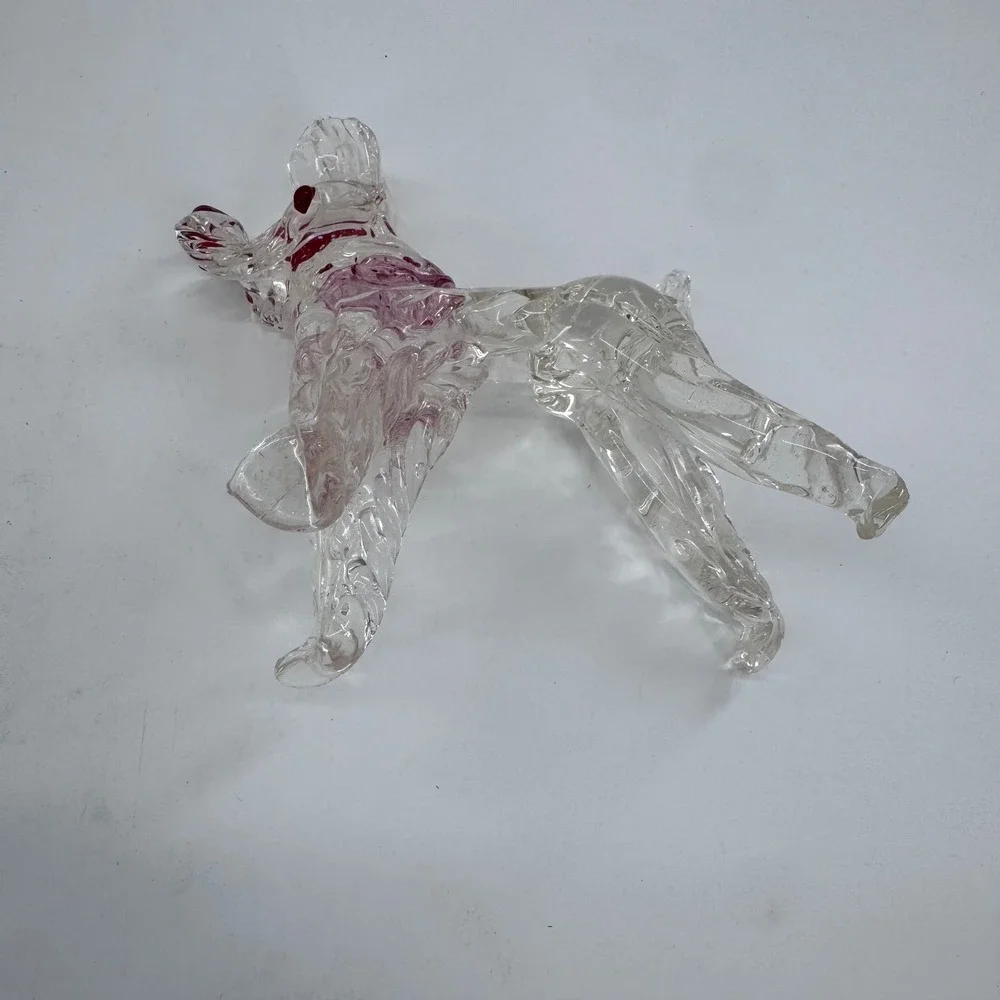 Art Glass Dog‎ Figurine Clear Collar Handblown Scottie Schnauzer Murano?